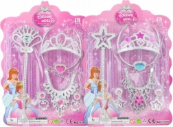 Prinsessesæt krone og scepter med halskæde og øreringe