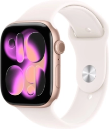 Apple Watch Series 11 GPS + Cellular 42 mm roséguldfarvet aluminium med sportsrem M/L i lyserød