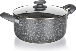 Gryde med granitbelægning 24 cm med glaslåg