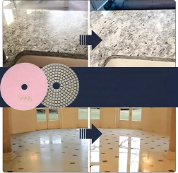 Sæt med 10 diamantpolerskiver 80 mm, tør- og vådbrug, velcro, korn 3000