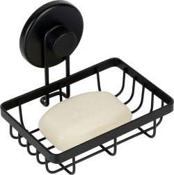 Metal brusehylde med sugekop, sort, 13,5 × 10,5 × 11,5 cm