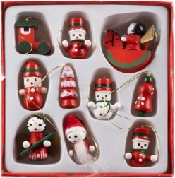 Træ Julepynt Sæt 10 stk