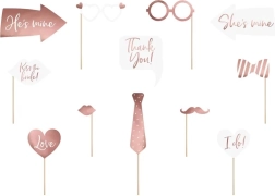 Bryllups-fotre­kvisitter hvid og lyserød – sæt med 12 stk.