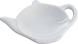 Porcelænsunderlag til tepose, hvid MONA