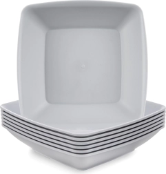 Sandy dybe plasttallerkener 17,5 cm, 500 ml, grå, 6 stk