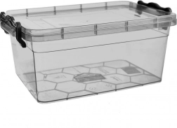 Plastboks til mad med låg 3 l grå