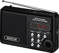 Lommeradio med MP3, USB og microSD, lithium‑ion batteri op til 10 timer