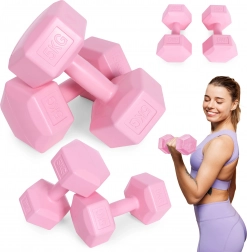 Sæt af hexagonale håndvægte 2×5 kg, lyserøde – ModernHome