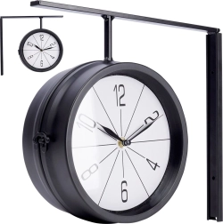 Metal dobbelt-sidet vægur 30,5 × 9,5 × 28 cm, sort