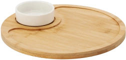 Bambus serveringsfad med porcelænsskål 25 cm