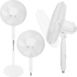 Gulvventilator 45W - 3 tilstande, 5 blade, hvid