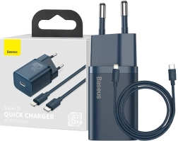 Baseus Super Si hurtigoplader 20 W med USB‑C + kabel USB‑C – Lightning 1 m (blå)