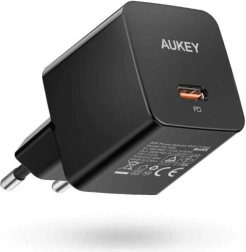 Sort Mini Aukey Oplader med USB-C 20W Power Delivery