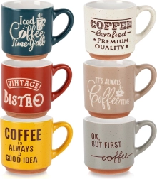 Keramiske espressokopper 110 ml, sæt med 6 stk.