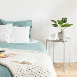 Rundt metalbord i loftstil - hvidt