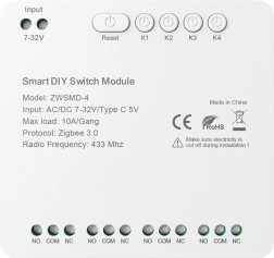 4-kanals ZigBee-kontaktmodul med potentialfri kontakt DC 32 V Avatto
