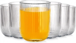 Glas 250 ml, rillet glas, sæt 6 stk Vilde