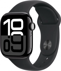 Apple Watch Series 10 GPS 42 mm onyx med sort sportsrem i str. S