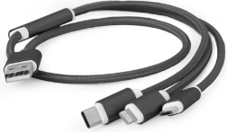 USB opladerkabel 3i1, 1 m, sort