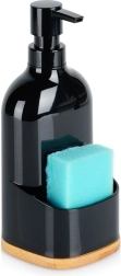 Sæbedispenser med svampeholder, sort, 500 ml