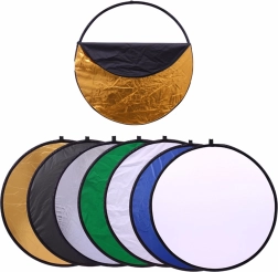 Sammenfoldelig fotografisk reflektorskærm 7-i-1, rund 60 cm med diffusor