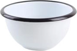 Emaljeskål 11 cm hvid med sort kant, 300 ml