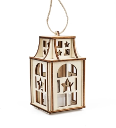 Trælanterne med stjerner med LED-lys