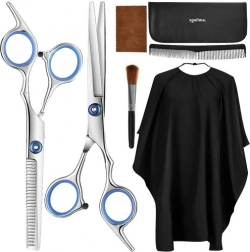 Frisørsæt med 7 dele med sakse og etui