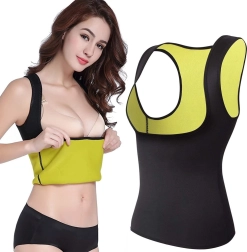 Dame-neopren træningstanktop til vægttab – sort