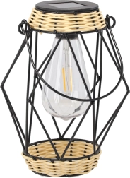 Solcelledrevet lanterne i metal 22 cm, sort, LED