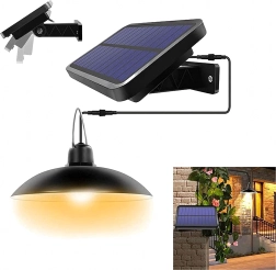 Solcelledrevet hængende LED-lampe med fjernbetjening og skumringssensor