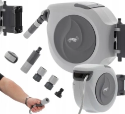 Havevandslange med opruller, 30 m, vægmonteret tromle, automatisk oprulning