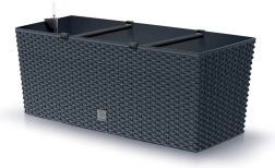 Selvvandende rattan-blomsterkasse antracit 50 cm
