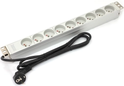 PDU-skinne til 19" rack, 9× type E, 1,8 m, Schuko, aluminium, 16 A