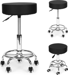 Drejelig kosmetik- og lægestol med ryglæn, sort ModernHome