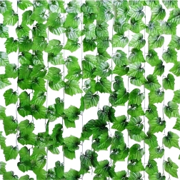 Sæt med 12x kunstig efeu – guirlande til væg og altan, hængende dekoration 27,6 m