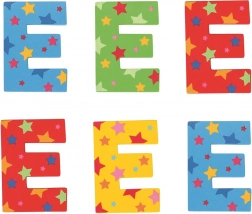 Træbogstav E med stjerner