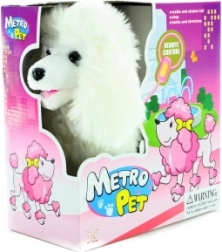 gående hundehvalp med ledning og logrende hale