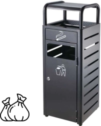 Affaldsspand med askebæger – sort