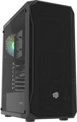 pc-kabinet fury shobo sh4 rgb midi tower, sort med sidepanel af hærdet glas