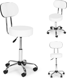 Drejebar stol med ryglæn til kosmetik og medicin, hvid ModernHome