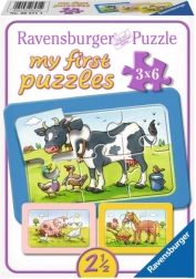 Puslespil 3x6 dyr RAVENSBURGER