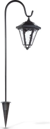 Solar LED-lanterne på spyd, 80 cm, sort med koldt hvidt lys