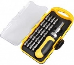 Sæt med 22 dele: bits og skruetrækker med skralde