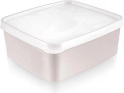 Plastboks til mad med låg 650 ml beige