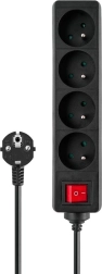 Strømskinne 4 stik, 3 m, LZ-14