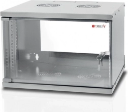 Væghængt skab Techly 19 tommer 6U/320 mm med glasdør, grå