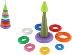 Farverig stabelpyramide med ringe