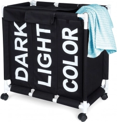 Trekammer vasketøjskurv på hjul 137 l Vilde