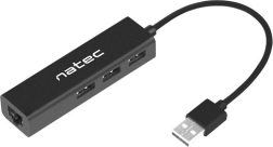 USB-hub NATEC Dragonfly med 3× USB 2.0 og RJ45